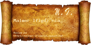 Malmer Ifigénia névjegykártya
